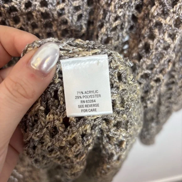 Dressbarn Open Crochet Knit Khaki Top NEW with tags Size XL Coverup Beachy - Picture 10 of 12